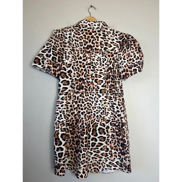 NWT Hunter Bell Robinson Leopard Print Puff Sleeves Mini Dress Brown Size: 10 - Picture 7 of 8